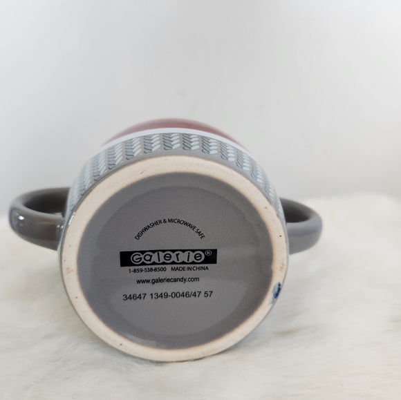 Galerie Double-Sided Gray Sock Monkey Ceramic Teacup Coffee Mug with Handle - Picture 5 of 6